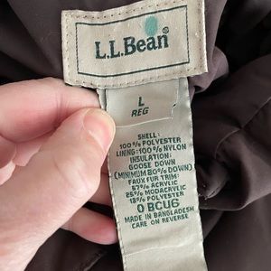 Women’s size L brown LLBean down jacket